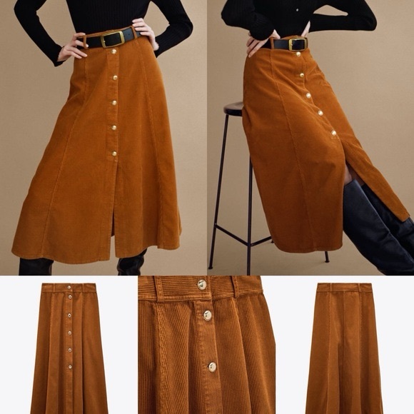 Zara Dresses & Skirts - Zara corduroy midi skirt.